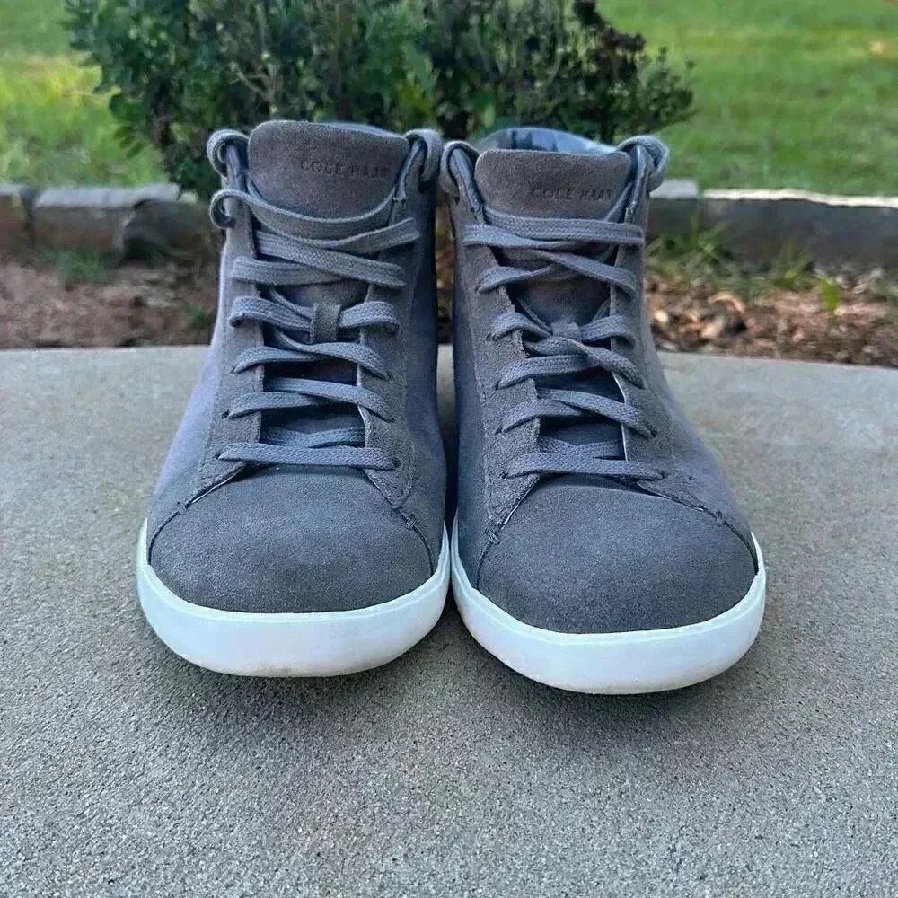 Cole Haan Gray Crosscourt High Top Sneakers- Women - Picture 2 of 12